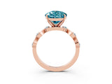 Rose gold Pear Cut Blue Topaz Solitaire Twisted Band with Round  Accents and Prong Setting_22
