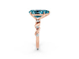 Rose gold Pear Cut Blue Topaz Solitaire Twisted Band with Round  Accents and Prong Setting_38