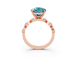 Rose gold Pear Cut Blue Topaz Solitaire Twisted Band with Round  Accents and Prong Setting_39