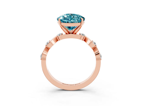 Rose gold Pear Cut Blue Topaz Solitaire Twisted Band with Round  Accents and Prong Setting_39