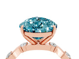 Rose gold Pear Cut Blue Topaz Solitaire Twisted Band with Round  Accents and Prong Setting_40
