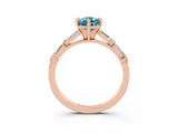 Rose gold Pear Cut Blue Topaz Solitaire with Side Baguettes and Channel Set Band_3