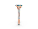 Rose gold Pear Cut Blue Topaz Split Shank Engagement Ring with Pavé Band_2