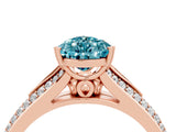 Rose gold Pear Cut Blue Topaz Split Shank Engagement Ring with Pavé Band_4