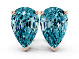Rose gold Pear Cut Blue Topaz Stud Earrings_35