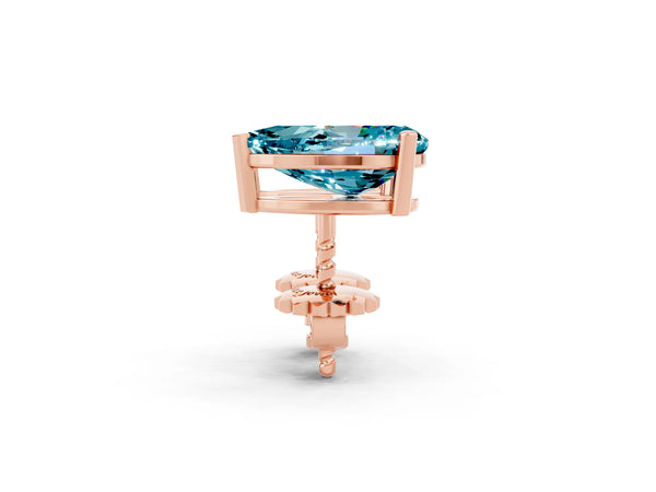 Rose gold Pear Cut Blue Topaz Stud Earrings