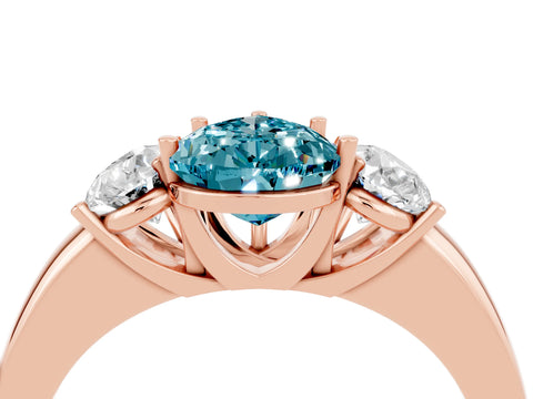Rose gold Pear Cut Blue Topaz Three-Stone Ring with Four-Prong Setting and Classic Band_4
