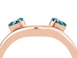 Rose gold Pear Cut Blue Topaz Two-Stone Open Band Ring with Prong Setting_10