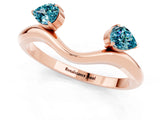 Rose gold Pear Cut Blue Topaz Two-Stone Open Band Ring with Prong Setting_7