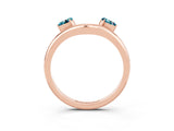 Rose gold Pear Cut Blue Topaz Two-Stone Open Band Ring with Prong Setting_9