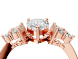 Rose gold Pear Cut Brilliant Diamond Cluster Accent Solitaire Ring with Prong Setting_19