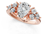 Rose gold Pear Cut Brilliant Diamond Cluster Accent Solitaire Ring with Prong Setting_4