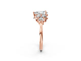 Rose gold Pear Cut Brilliant Diamond Cluster Accent Solitaire Ring with Prong Setting_5