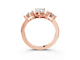 Rose gold Pear Cut Brilliant Diamond Cluster Accent Solitaire Ring with Prong Setting_6