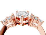 Rose gold Pear Cut Brilliant Diamond Cluster Accent Solitaire Ring with Prong Setting_7
