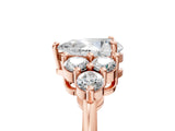 Rose gold Pear Cut Brilliant Diamond Cluster Accent Solitaire Ring with Prong Setting_8