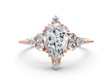 Rose gold Pear Cut Brilliant Diamond with Cluster Setting on a Beaded Band and Four-Prong Setting_15