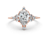 Rose gold Pear Cut Brilliant Diamond with Cluster Setting on a Beaded Band and Four-Prong Setting_3