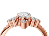 Rose gold Pear Cut Brilliant Diamond with Cluster Setting on a Beaded Band and Four-Prong Setting_7