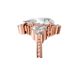 Rose gold Pear Cut Brilliant Diamond with Cluster Setting on a Beaded Band and Four-Prong Setting_8
