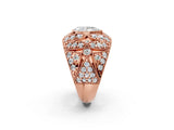 Rose gold Pear Cut Brilliant Halo Pave Diamond Milgrain Ring_11