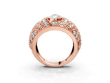 Rose gold Pear Cut Brilliant Halo Pave Diamond Milgrain Ring_12