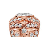Rose gold Pear Cut Brilliant Halo Pave Diamond Milgrain Ring_14