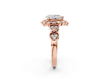 Rose gold Pear Cut Brilliant Milgrain Pave Heart Band Solitaire Ring_5