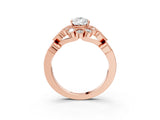 Rose gold Pear Cut Brilliant Milgrain Pave Heart Band Solitaire Ring_6