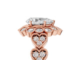 Rose gold Pear Cut Brilliant Milgrain Pave Heart Band Solitaire Ring_8