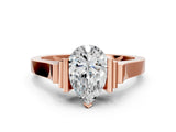 Rose gold Pear Cut Brilliant Solitaire Diamond Ring with Channel Set Band and Bar Prong Setting_8