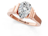 Rose gold Pear Cut Brilliant Solitaire Diamond Ring with Channel Set Band and Bar Prong Setting_9