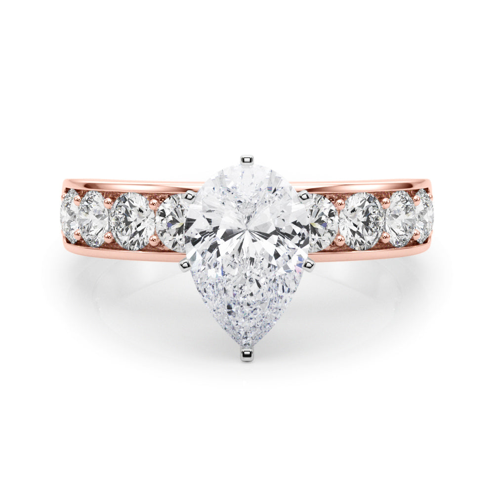 Rose gold Pear Cut Channel Set Diamond Engagement Ring with Four-Prong Setting 1