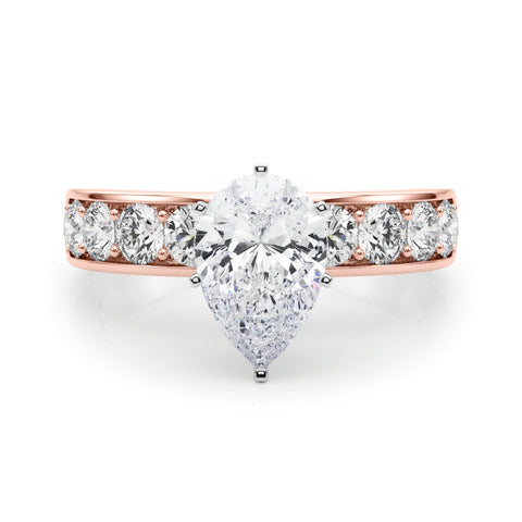 Rose gold Pear Cut Channel Set Diamond Engagement Ring with Four-Prong Setting 1