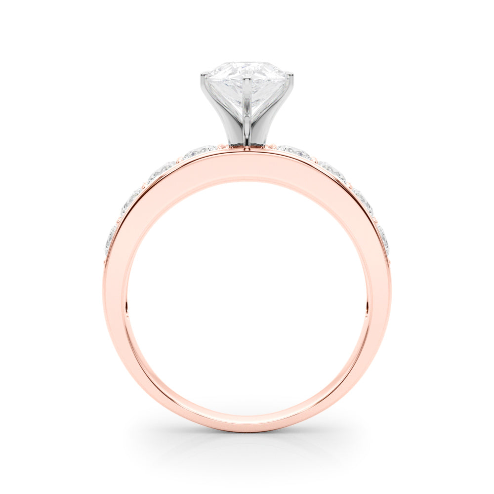 Rose gold Pear Cut Channel Set Diamond Engagement Ring with Four-Prong Setting 2