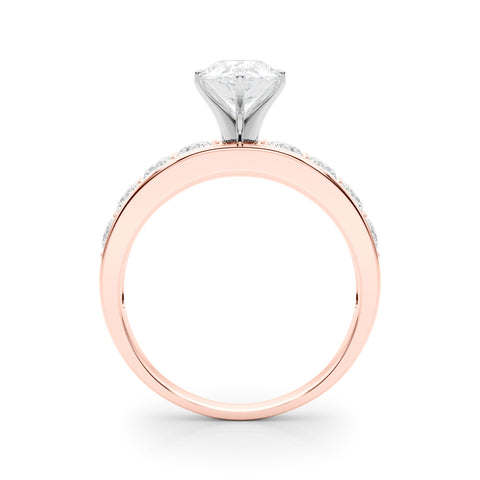 Rose gold Pear Cut Channel Set Diamond Engagement Ring with Four-Prong Setting 2