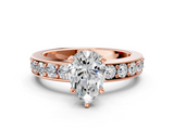 Rose gold Pear Cut Channel Set Diamond Engagement Ring with Four-Prong Setting_248