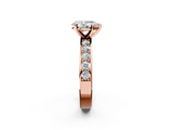 Rose gold Pear Cut Channel Set Diamond Engagement Ring with Four-Prong Setting_250