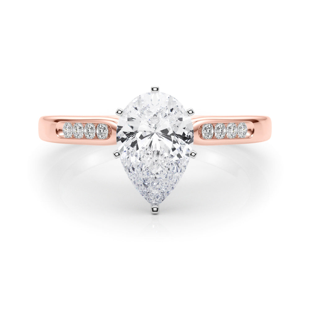 Rose gold Pear Cut Channel Set Solitaire Engagement Ring with Four-Prong Setting 1