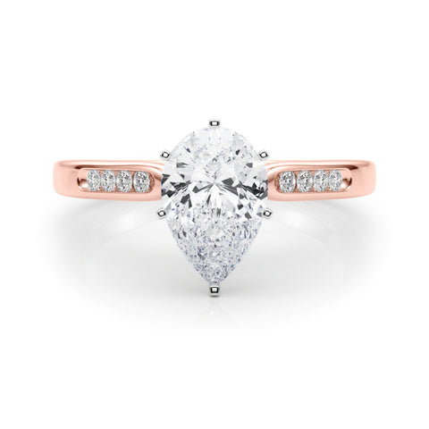 Rose gold Pear Cut Channel Set Solitaire Engagement Ring with Four-Prong Setting 1