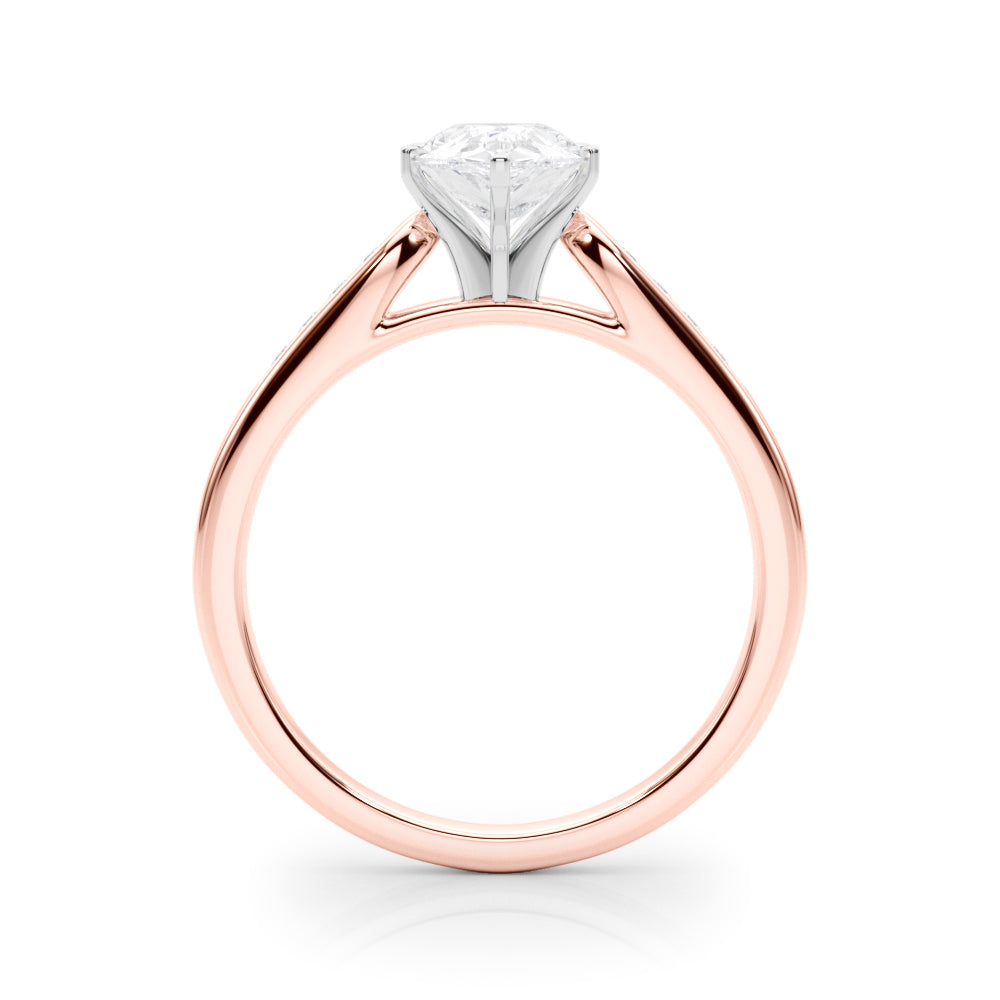 Rose gold Pear Cut Channel Set Solitaire Engagement Ring with Four-Prong Setting 2