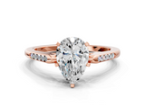 Rose gold Pear Cut Channel Set Solitaire Engagement Ring with Four-Prong Setting_195