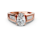 Rose gold Pear Cut Channel Set Solitaire Ring with Four-Prong Setting_6