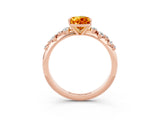 Rose gold Pear Cut Citrine Cluster Side Stone Solitaire Ring with Prong Setting_27