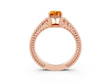 Rose gold Pear Cut Citrine Engagement Ring with Milgrain Channel Set Band and Prong Setting_3