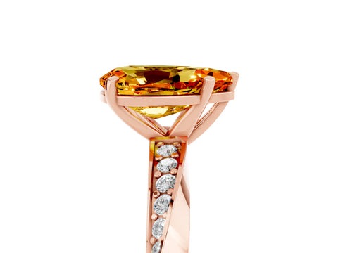 Rose gold Pear Cut Citrine Engagement Ring with Side Stone Accents and Four-Prong Setting_32