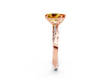 Rose gold Pear Cut Citrine Engagement Ring with Side Stone Accents and Four-Prong Setting_62