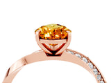 Rose gold Pear Cut Citrine Engagement Ring with Side Stone Accents and Four-Prong Setting_64