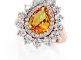 Rose gold Pear Cut Citrine Floral Double Halo Engagement Ring with Prong Setting_61