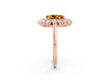 Rose gold Pear Cut Citrine Floral Double Halo Engagement Ring with Prong Setting_62